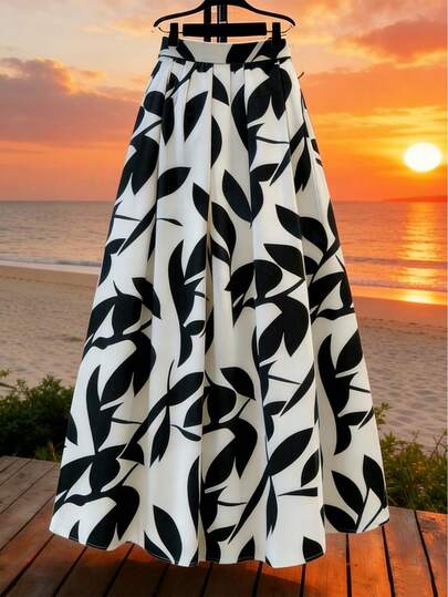 GlowEve Women's Colorblock Print Elegant Skirt