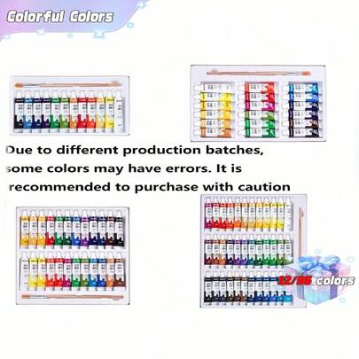 SHEIN 12/18/24/36 色鲜艳色彩 5ml 管水彩管，超值水彩颜料，适合成人艺术家和初学者的艺术用品，返校用品，学校用品