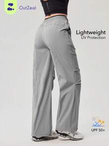 OutZeal 女士户外裤 日常休闲 防紫外线 轻便 双层腰带裤脚 - 灰色 - 查看 11