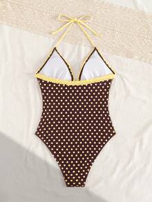 Swim Mod 女士甜美可爱连体泳衣，性感波点泳装，适合海滩、度假、约会、春夏穿着 - 彩色 - 查看 4
