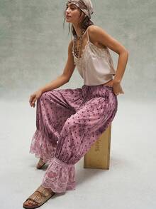 Bohemela Women's Casual Loose Woven Pants - Pink - View 5