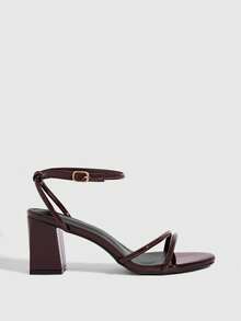 CUCCOO SZL Women's Fashion High-Heeled Sandals, Brown Thick Heel PU Global Four Seasons Street Sexy Party Festival Party Outdoor Daily Wear Summer Shoes - Coffee Brown - View 4
