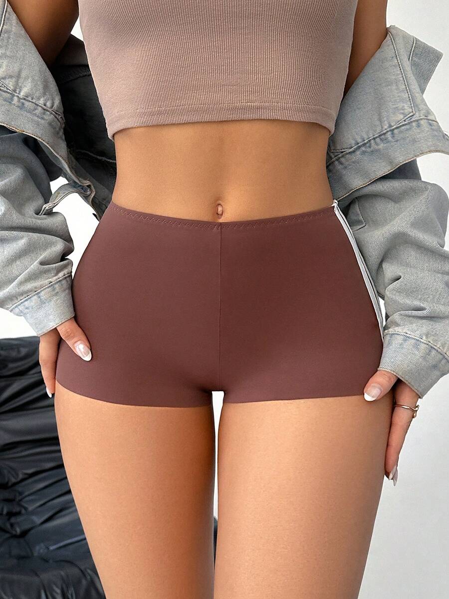 SuitURBody Quần short thể thao dáng ôm kiểu Hàn Quốc, có sọc bên hông, thích hợp cho yoga, đạp xe và giữ dáng, 1 chiếc. - màu nâu - Xem 1