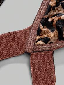 Men's Sexy Lingerie, Leopard Print Mesh With Leopard Tape, Minimalist Rave Party Mature Style - Brown - View 5