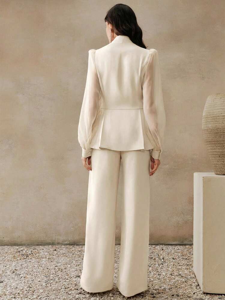 El elegante traje de mujer de Anewsta con bordados y lentejuelas, de corte ajustado y estilo casual, cuenta con mangas de malla transpirable. Adecuado para uso diario, ir al trabajo o asistir a fiestas.