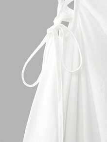 NYA SZN V领侧边蕾丝长裙 - 白色 - 查看 11