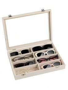 8 Grid Velvet Sunglass Storage Case Eyeglass Display Box Universal Fit For All Glasses Home Organizer - Multicolor - View 12