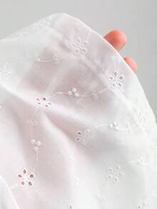 Sweetra Nuevos pantalones largos rectos blancos de verano, con bordado romántico, casual y dulce, con cordón en la cintura - Blanco - Ver 6