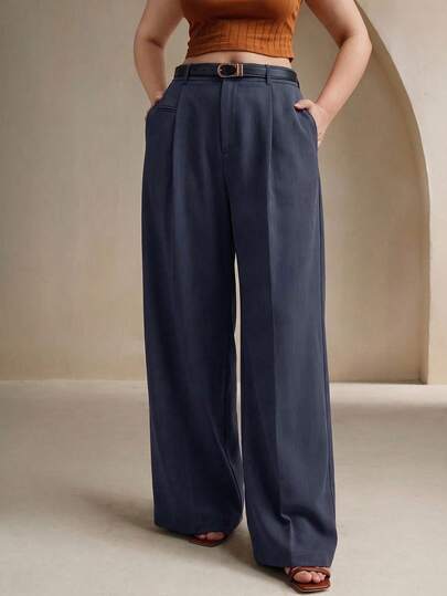 Anewsta 大码女士优雅阔腿西装裤