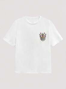 Men's Octopus Graphic Short Sleeve T-Shirt, Breathable, Retro American Unisex Relaxed Fit, For Everyday & Summer Holiday - White - View 3