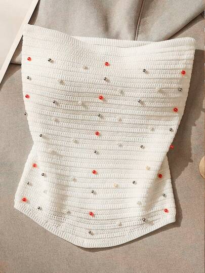 Resyla 女士仿珍珠装饰休闲百搭约会之夜抹胸上衣