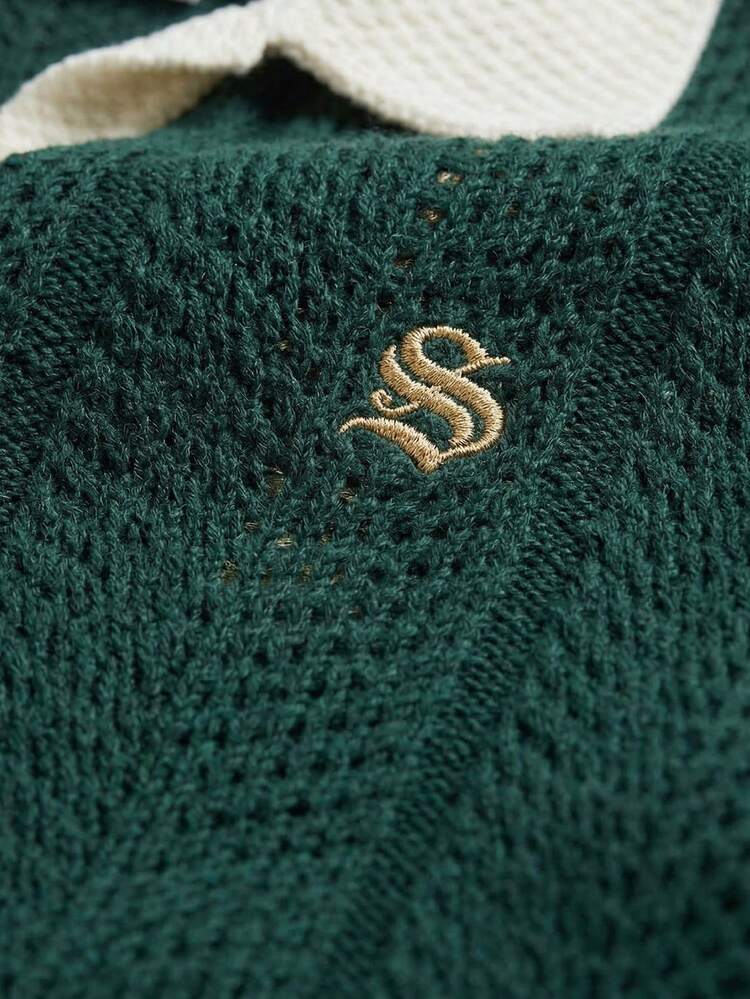 Short Sleeve Knit Polo With Contrast Collar