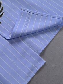 STYNVO Men's Striped Single-Breasted Letter Print Casual Versatile Daily Wear Shirt - Blue - View 4