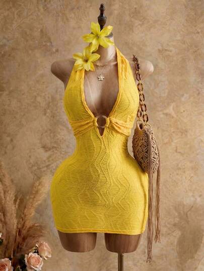 Mistrie Women's Vacation Halter Backless Mini Dress Vacation Outfits Women  , Holiday Outfits For Women  , Summer Holiday Outfits , Vacation  , Holiday , Vacation Outfits For Women , Vacation Dresses , Holiday Outfits , Vacation Dress  , Beach Vacation Outfits For Women ,Summer , Summer Dress , Summer Outfits , Summer Dresses For Women , Summer Dresses ,Summer Outfit For Women