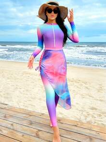 Swim Shayni Traje de baño de una pieza con efecto degradado para vacaciones en la playa - Rosa - Ver 4