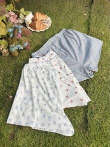 SHEIN 孕妇弹力腰带休闲宽松百搭短裤 - 彩色 - 查看 5