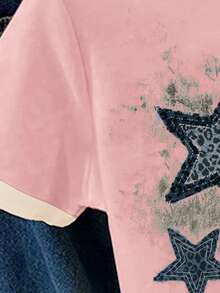 Áo thun nữ tuổi teen in hình ngôi sao năm cánh tối giản, phong cách punk, cổ tròn, tay ngắn, cạp cao, dáng crop, phù hợp cho mùa hè. Áo thun màu hồng nhạt, áo thun in hình cho tuổi teen, áo thun dễ thương in hình ngôi sao. - Nhiều màu - Xem 4