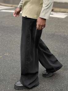 Heavens Edit Y2K复古街头风男士浅蓝色桶形宽松牛仔裤 - 黑色 - 查看 6