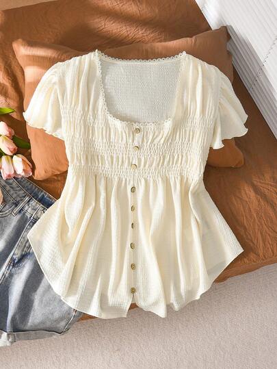 CosyJoli Plus Size Women's Waist Cinched T-Shirt, Casual Ladies Apparel For Teens, Date Outfit, Outdoor T-Shirt