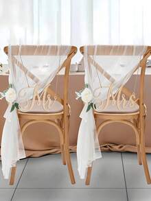 3件套木质“先生和夫人”婚礼椅背装饰牌，创意婚礼仪式装饰，适合招待会，田园风美学，节日礼物必备 - 多色 - 查看 3
