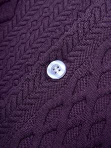 Manfinity Homme Áo sơ mi nam tay ngắn màu trơn, kiểu dáng thường ngày, thích hợp cho mùa hè. - Màu tím - Xem 5