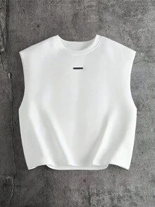 AXEPEAK Men's Casual Loose Fit Tank Top, White With Printed & Rhinestone Decor, Summer - White - View 3