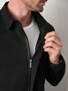 Core Aspect Áo sơ mi nam trơn màu, kiểu dáng thường ngày, phù hợp cho mùa xuân và mùa thu. - màu đen - Xem 3