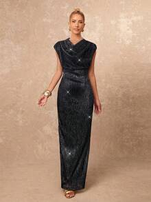 Lumalex Đầm sequin thời trang dự tiệc dành cho nữ - Bạc - Xem 6