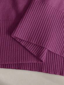 Franclia Women's Simple Solid Color Turndown Collar Short Sleeve Casual Fitted Knit Top, Versatile For Spring/Summer - Red Violet - View 6