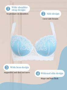 1件大码蕾丝舒适无痕支撑钢圈文胸 - 彩色 - 查看 3