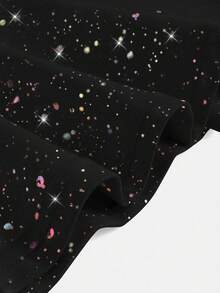 SHEIN 两件套女童运动服短裤和短裙，瑜伽休闲款，弹力星空印花图案，舒适迷你裙，返校季 - 彩色 - 查看 5