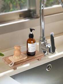 Wooden Base Riser, Cosmetic Storage Rack, Farmhouse-Style Soap Dish For Bathroom, Kitchen Countertop Decoration For Cosmetics, Bottles, Plants, Jewelry, Candles, And Guest Display. Bathroom Accessories - Multicolor - View 4