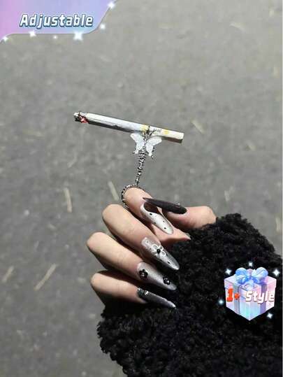 1PC/2PCS Light Luxury Fashionable Butterfly Cigarette Holder, Adjustable Opening Jewelry Cigarette Tray, Elegant S-Moking Accessory, Suitable For S-Mokers, Ideal As Christmas Gifts