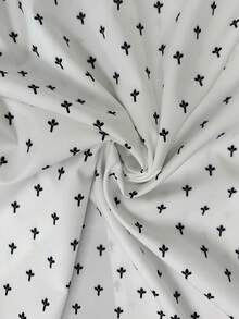 SHEIN PETITE Women's Elegant Pearl Button Blouse + Split Hem Skirt 2 Pieces Set - White - View 8