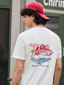 Men's Shirt, Urban Casual Retro Printed Fashion, Relaxed Fit, Spring Summer - White - View 1