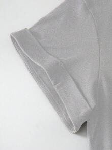 GlowEve CURVE Đầm ngắn tay dáng suông thoải mái, thanh lịch, cỡ lớn, thích hợp mặc đi làm và mặc thường ngày, in họa tiết nơ, thích hợp cho mùa xuân/hè, áo thun dáng rộng cho nữ, áo thun dài in nơ, áo thun nữ. - Xám - Xem 5