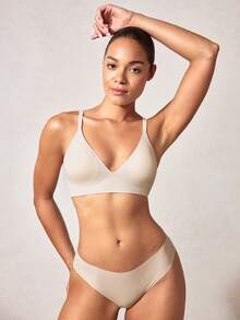 SHEIN 女士無縫果凍內衣，無鋼圈，1件裝 - 杏色 - 查看 3