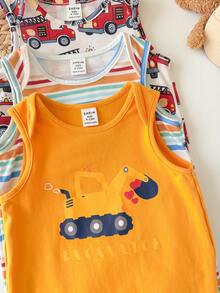 3pcs/Set Newborn Baby Boy/Girl Cute Cartoon & Striped Knitted Romper, Summer - Multicolor - View 4