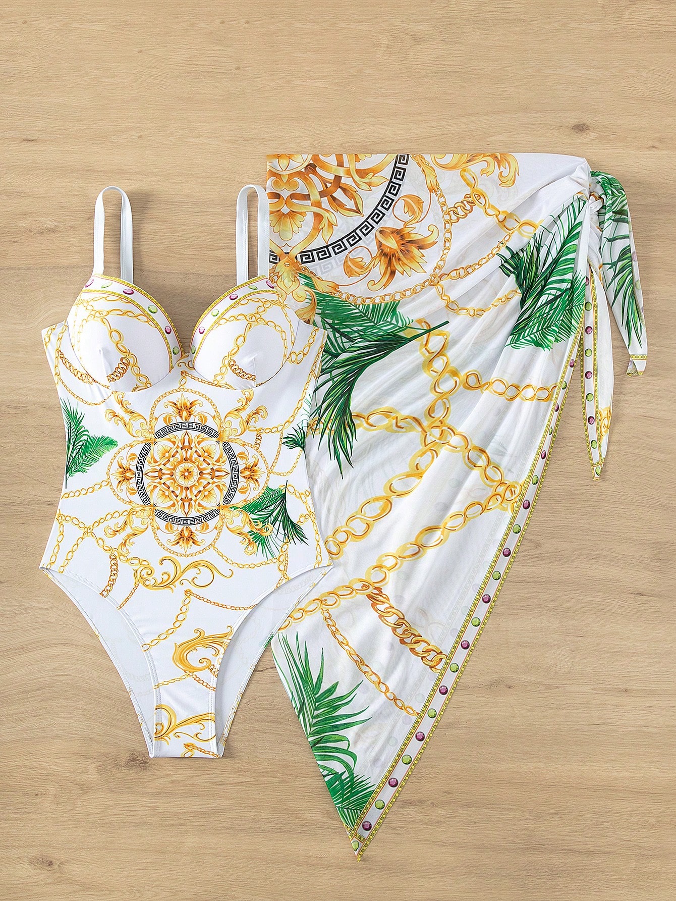 Swim Vcay Conjunto de Maiô Bikini com Enchimento e Estampa, Direitos Autorais Adquiridos - Multicolorido - Visão 5