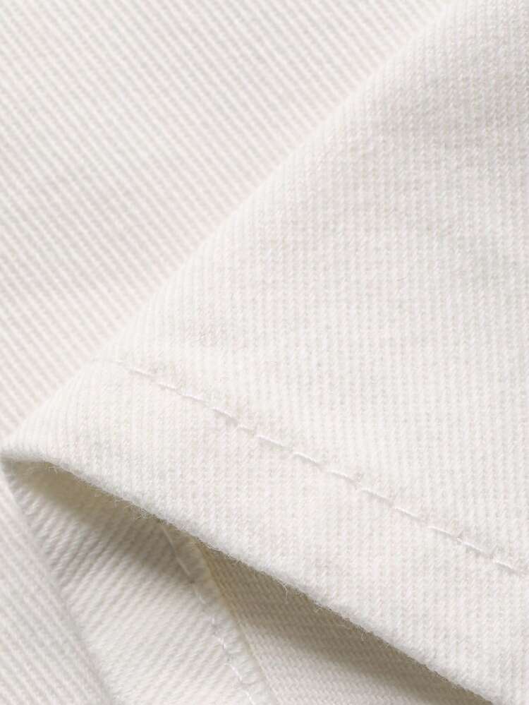 Women's Casual Solid White Pocket Washed Wide Leg Jeans, Spring/Summer