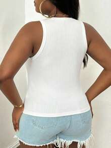 Slaydiva Áo tank top nữ cỡ lớn, kiểu dáng cơ bản, ôm sát, màu trắng, chất liệu vải gân, hở vai, thích hợp cho mùa hè, lễ hội âm nhạc, mặc lót bên trong. - trắng - Xem 2