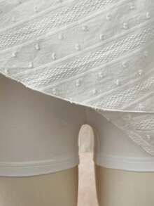 Elamini 春夏休闲度假方领收腰棉质白色连衣裙（女款） - 白色 - 查看 6