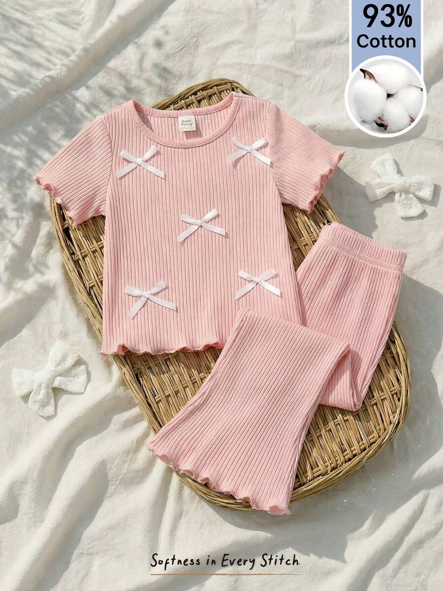 Cozy Pixies Set 2 buc. bluză cu mânecă scurtă și pantaloni cu talie elastică pentru bebeluși și fetițe - Multicolor - Vizualizare 1