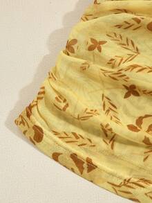 Franclia 女士优雅V领收腰印花T恤，春夏款 - 彩色 - 查看 3