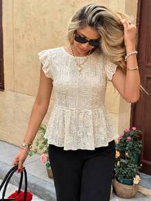 Elyressa Ladies' Elegant Knitted Summer Shirts For Vacation - Apricot - View 2