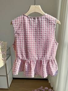 Comfortcana Camisa de mujer tejida a cuadros rosas con raíz de loto - Rosa vieja - Ver 2