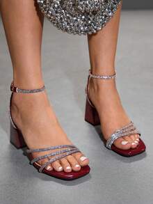 CUCCOO SZL 女士时尚高跟凉鞋 - 酒紅色 - 查看 6