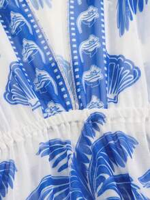 Swim Oasis Fashionable High-End Coconut Tree Placement Print Women's Summer Mesh Cover-Up - Multicolor - View 8