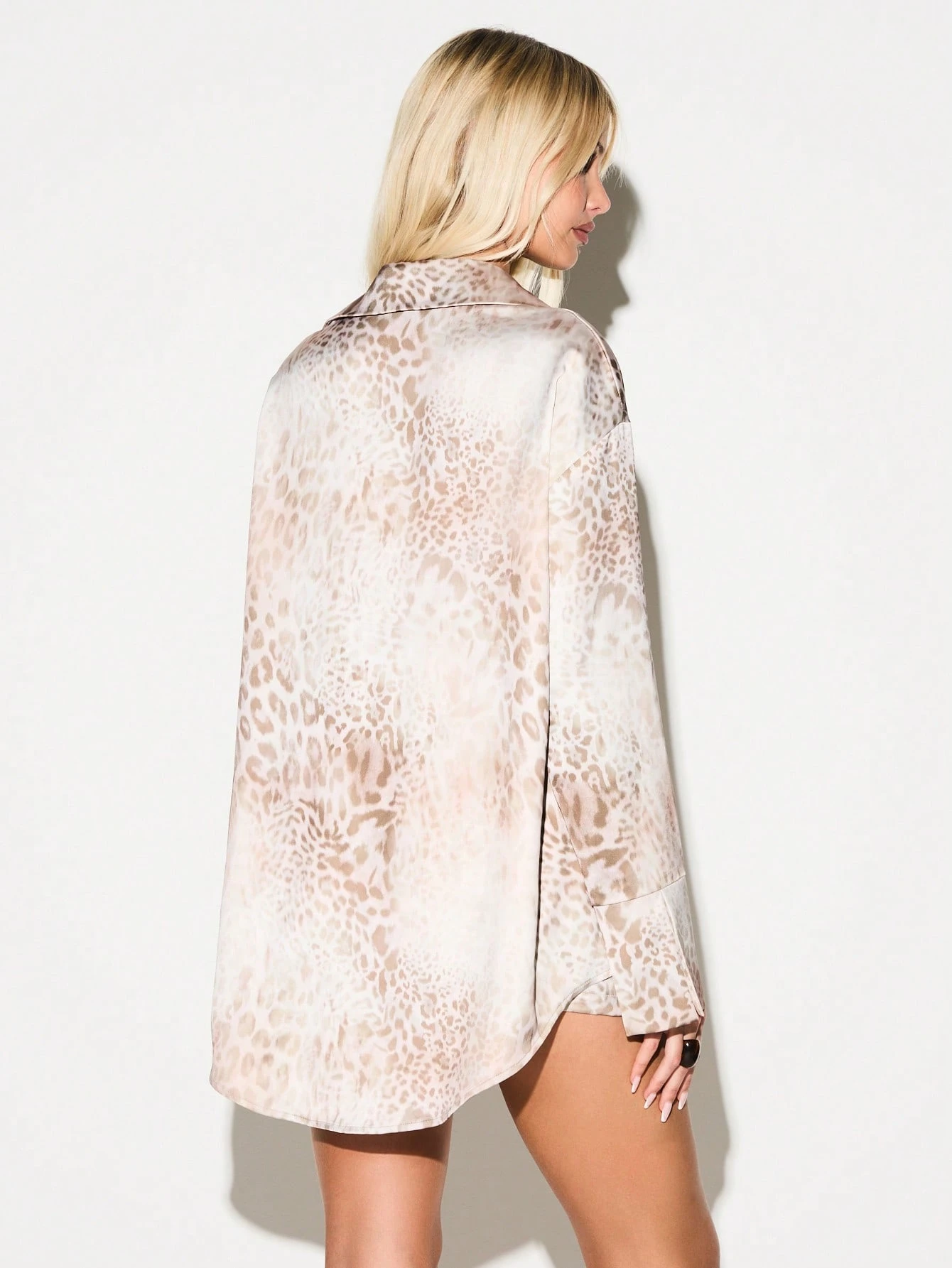 KIZN Leopard Print Button Down Cover Up Shirt