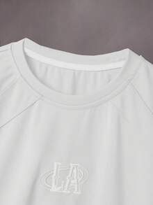 STYNVO 男士字母刺绣图案圆领休闲百搭日常短袖T恤 - 白色 - 查看 5